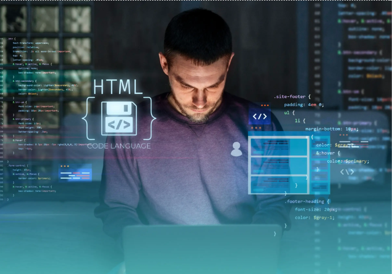 Developer code overlay mockup